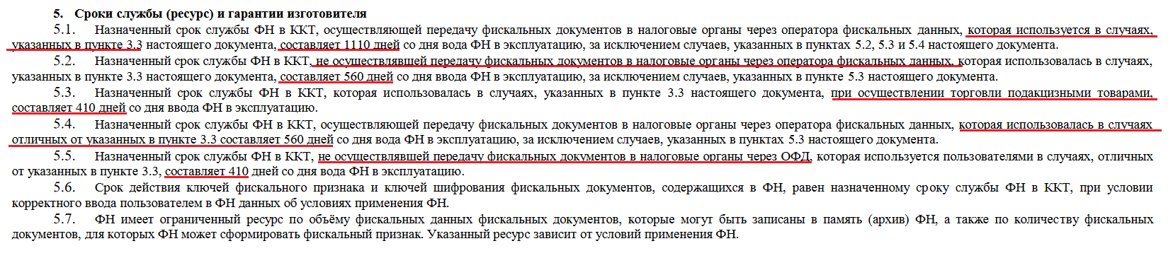 Сроки службы ФН на 36 месяцев и паспорта ФН